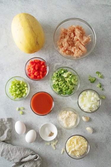 Ingredients for Buffalo chicken casserole