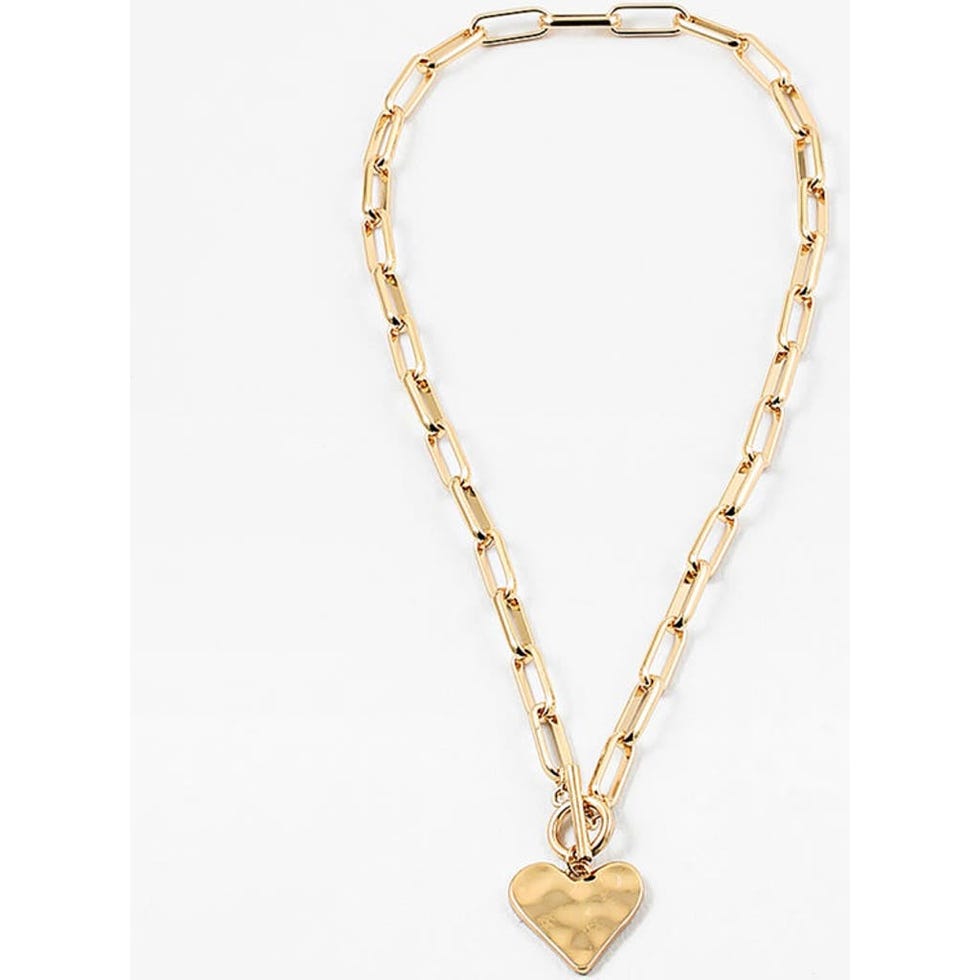Hammered Heart Toggle Necklace