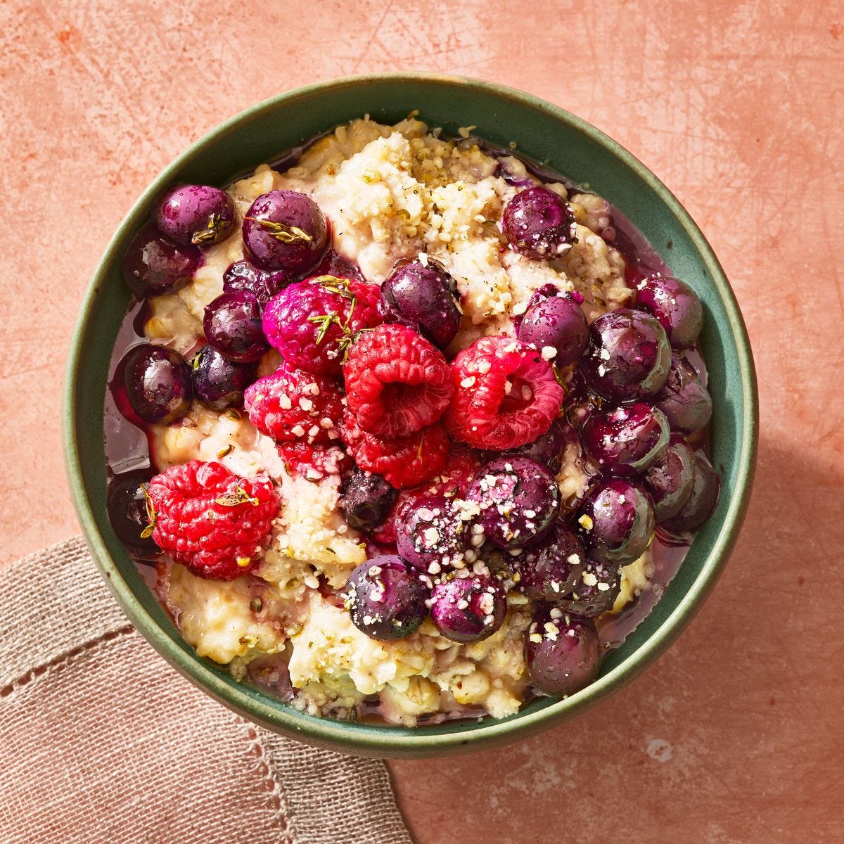 Thyme-Roasted Berries on Banana Oatmeal thyme roasted berries on banana oatmeal