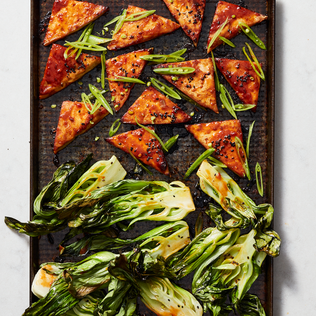 meatless recipe   asian tofu sheet pan dinner