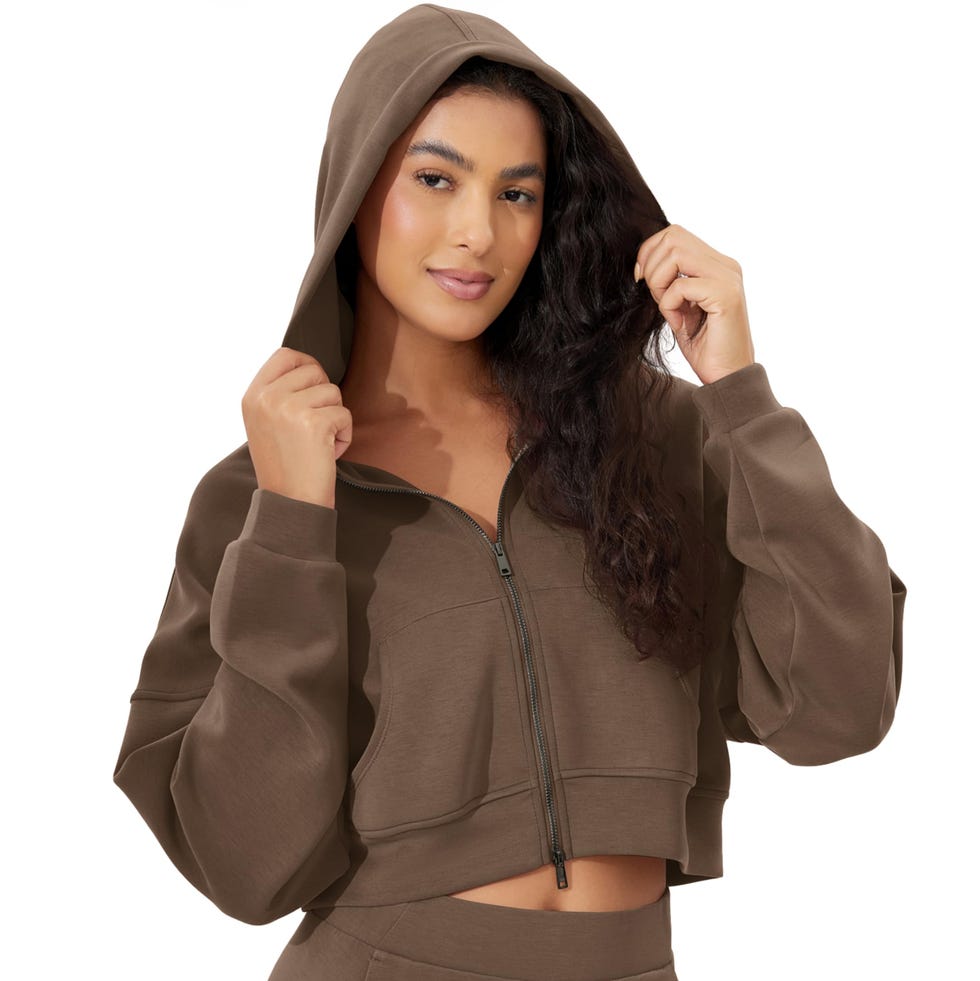 Full-Zip Cropped Hoodie