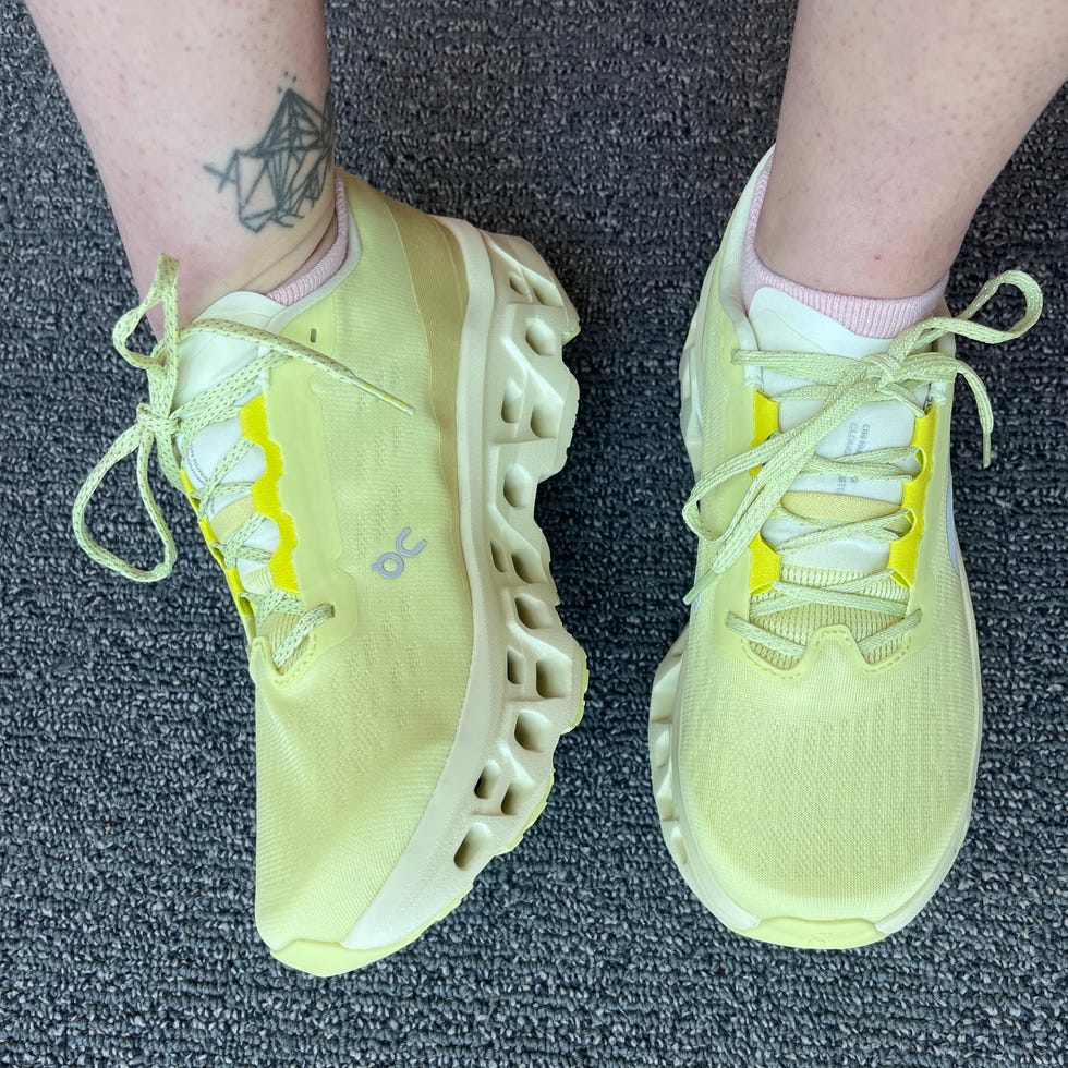 Sporty footwear displayed on a surface.