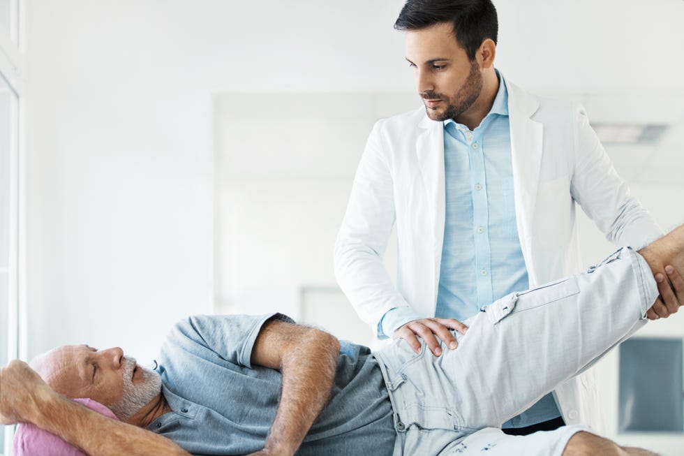 Senior man having medical exam.