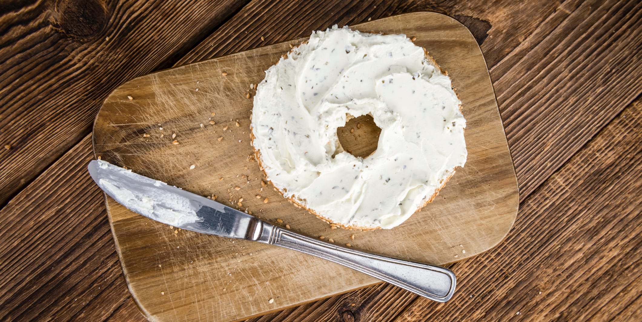 Homemade cream cheese Bagel
