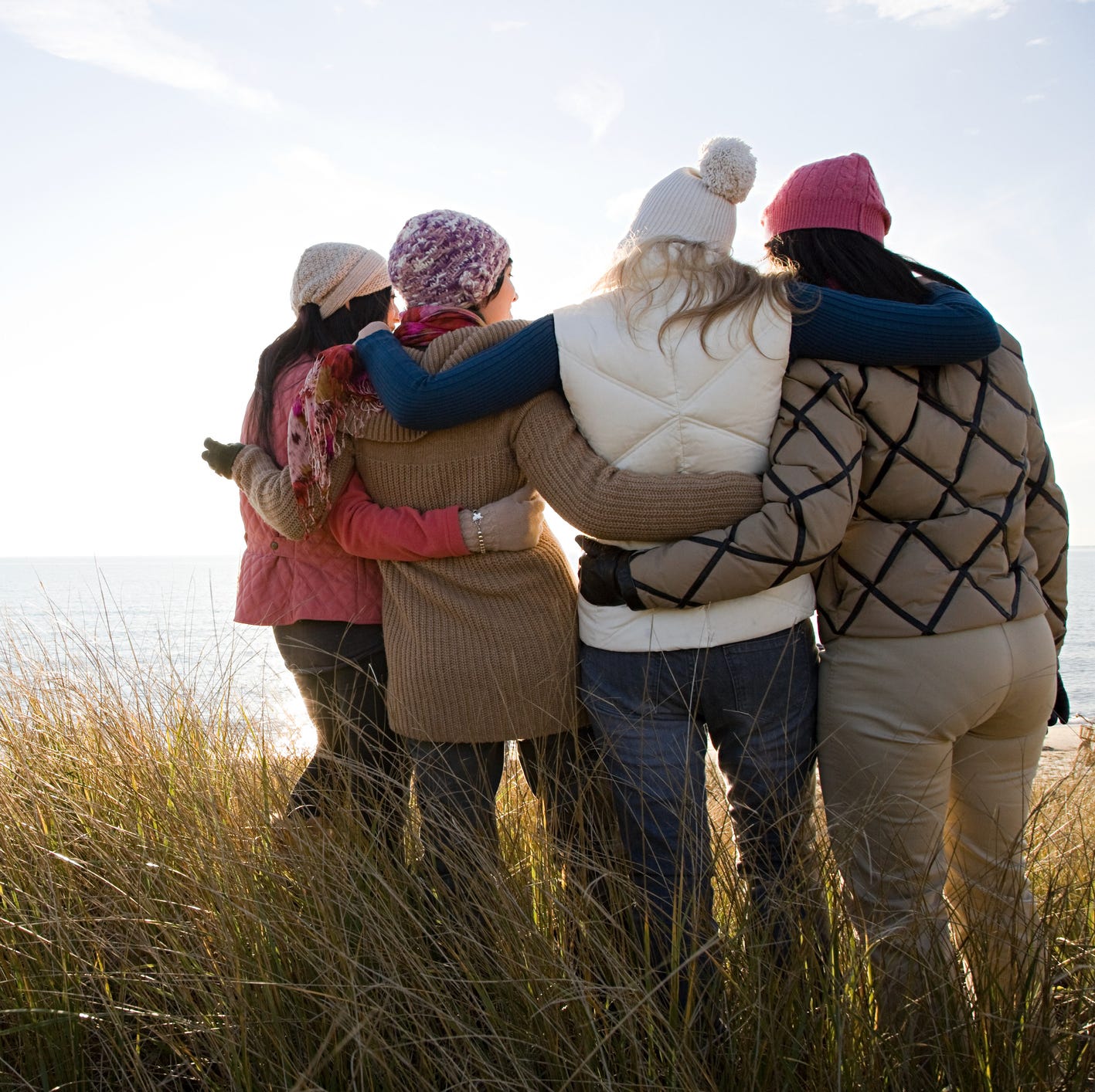 Female friends by the sea