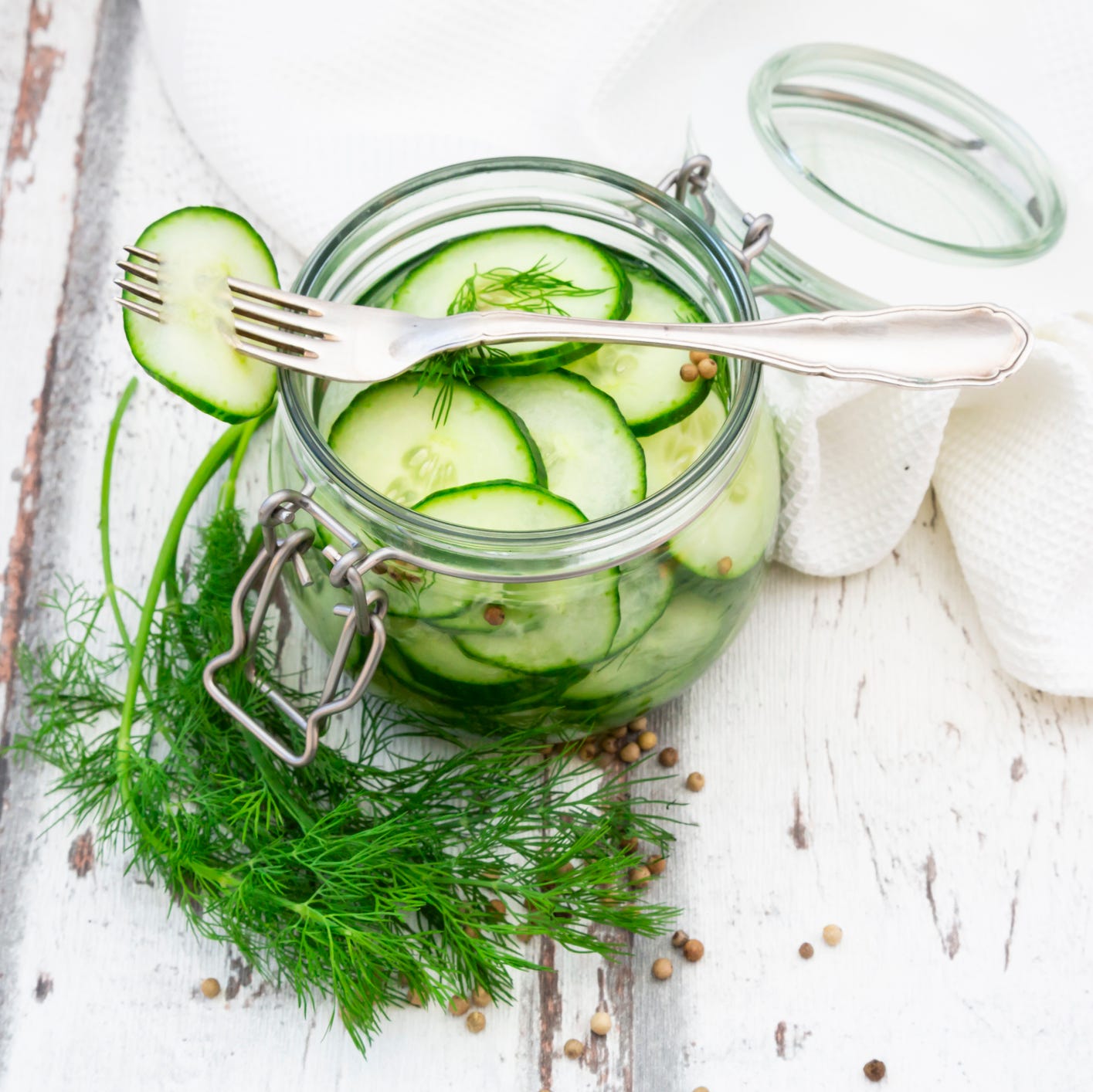 Pickled cucumber, swedish pressgurka, with dill Pickled cucumber, swedish pressgurka, with dill